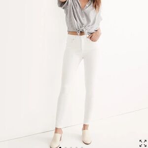 NWT Madewell Tall 9" Mid-Rise Skinny Jeans in Pure White 24T
